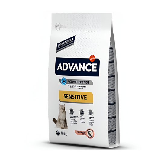 אדוונס Advance אוכל יבש בטעם סלמון סנסיטיב לחתול 10 ק"ג - קטופיה ישראל | מזון וציוד לחתולים Catopia