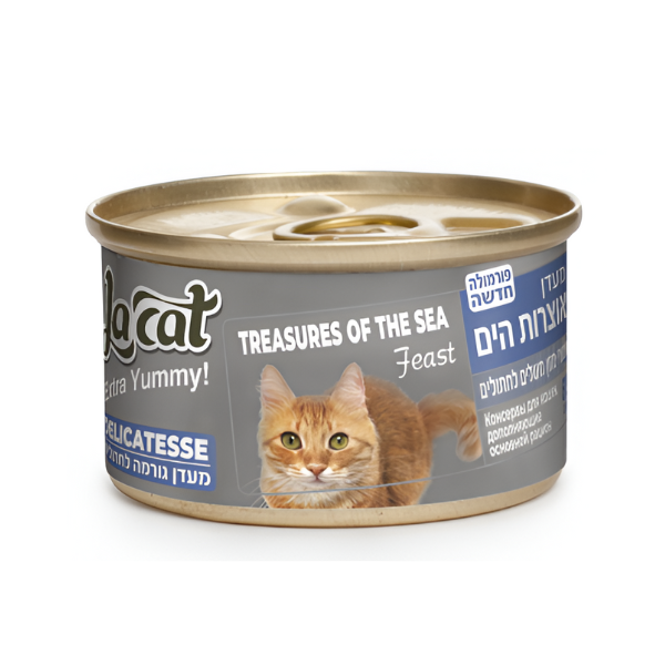 לה קט מעדן גורמה 85 גר' אוצרות הים LACAT - קטופיה ישראל | מזון וציוד לחתולים Catopia
