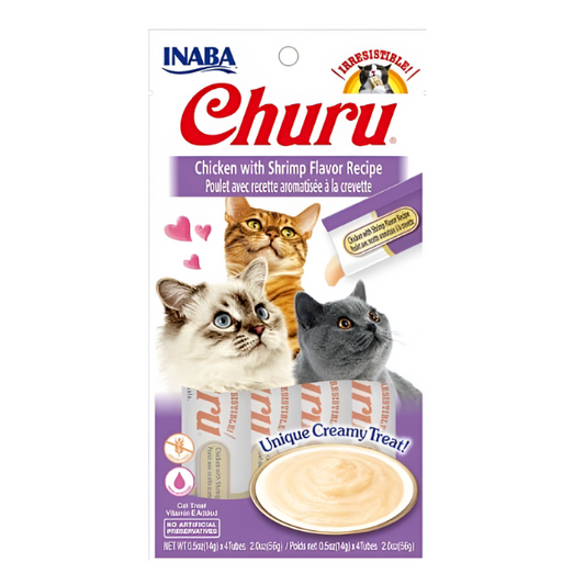 חטיף אינבה צ'ורו לחתול עוף ושרימפס CHURU - קטופיה ישראל | מזון וציוד לחתולים Catopia