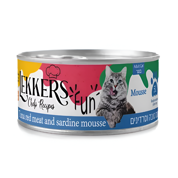 LEKKERS מעדן שימורים לחתולים 185 גר' בטעם טונה אדומה וסרדינים