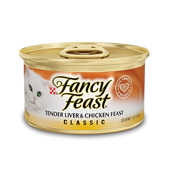 פנסי פיסט FANCY FEAST לחתול כבד מעודן ועוף במרקם פטה - קטופיה ישראל | מזון וציוד לחתולים Catopia