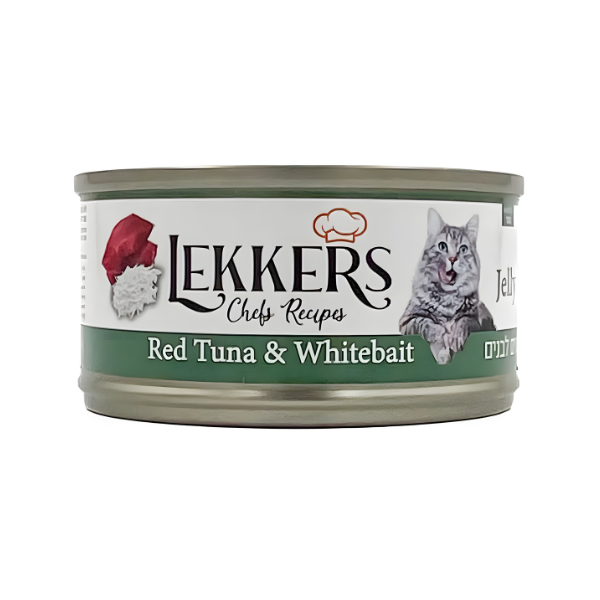 מעדן שימורים לחתול LEKKERS טונה אדומה ודגיגים לבנים - קטופיה ישראל | מזון וציוד לחתולים Catopia