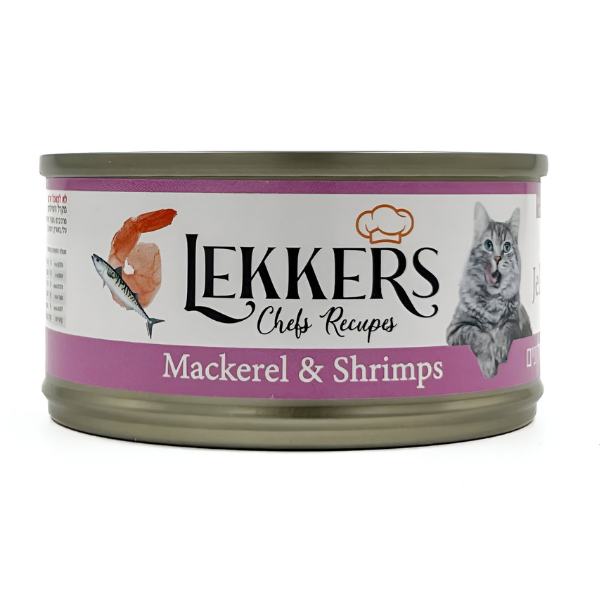 מעדן שימורים לחתולים LEKKERS דגי מקרל ושרימפס - קטופיה ישראל | מזון וציוד לחתולים Catopia