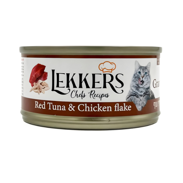 מעדן שימורים לחתול LEKKERS טונה אדומה ופתיתי עוף - קטופיה ישראל | מזון וציוד לחתולים Catopia