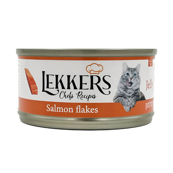 מעדן שימורים לחתול LEKKERS פתיתי סלמון - קטופיה ישראל | מזון וציוד לחתולים Catopia