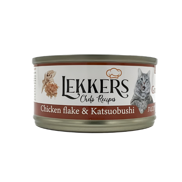 מעדן שימורים לחתול LEKKERS פתיתי עוף וטונה בוניטו מיובשת - קטופיה ישראל | מזון וציוד לחתולים Catopia