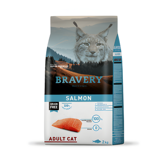 מזון יבש לחתול BRAVERY סלמון 7 ק"ג - קטופיה ישראל | מזון וציוד לחתולים Catopia