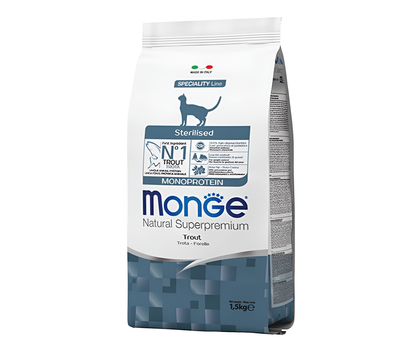 אוכל יבש לחתול דג סטרלייזד MONGE מונג' 3 ק"ג - קטופיה ישראל | מזון וציוד לחתולים Catopia