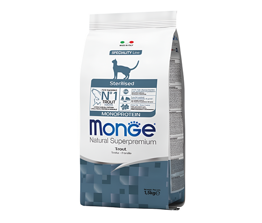 אוכל יבש לחתול דג סטרלייזד MONGE מונג' 3 ק"ג - קטופיה ישראל | מזון וציוד לחתולים Catopia