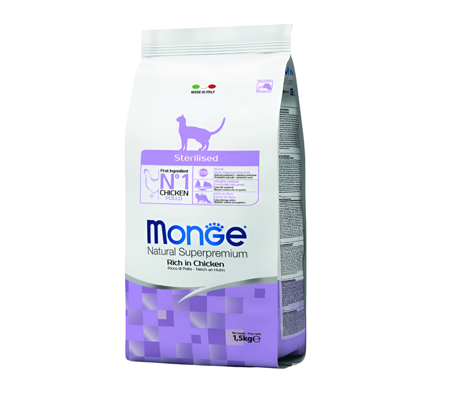 אוכל יבש לחתול MONGE מונג' סטרלייזד 1.5 ק"ג - קטופיה ישראל | מזון וציוד לחתולים Catopia