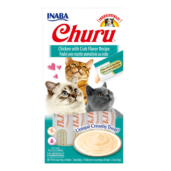 חטיף אינבה צ'ורו לחתול עוף וסרטן CHURU - קטופיה ישראל | מזון וציוד לחתולים Catopia