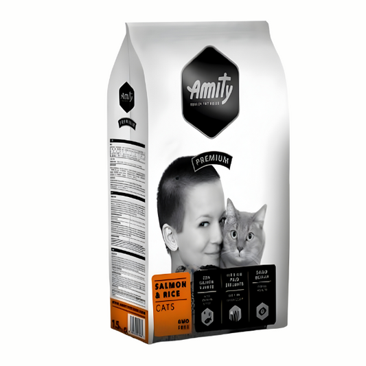 אוכל לחתול AMITY PREMIUM סלמון ואורז - קטופיה ישראל | מזון וציוד לחתולים Catopia