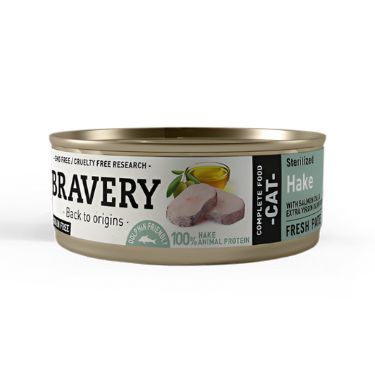 מעדן שימורים לחתולים BRAVERY 70 גר' דג בקלה סטרלייזד (הייק) - קטופיה ישראל | מזון וציוד לחתולים Catopia