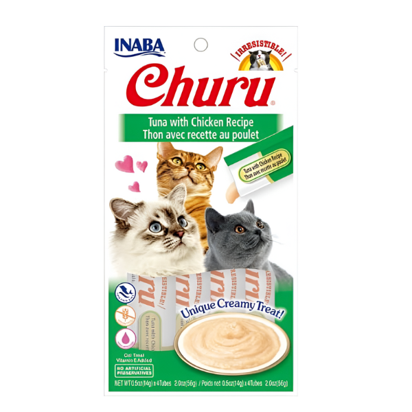 חטיף אינבה צ'ורו לחתול עוף וטונה CHURU - קטופיה ישראל | מזון וציוד לחתולים Catopia