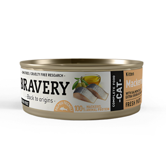 מעדן שימורים לגורי חתולים BRAVERY 70 גר' דג מרקל - קטופיה ישראל | מזון וציוד לחתולים Catopia