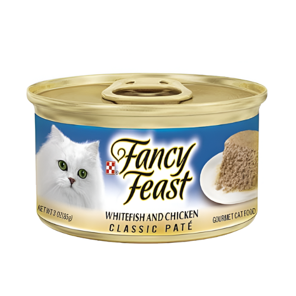 פנסי פיסט FANCY FEAST לחתול דג לבן ועוף במרקם פטה - קטופיה ישראל | מזון וציוד לחתולים Catopia
