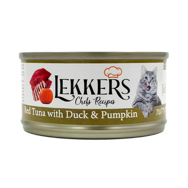 מעדן שימורים לחתול LEKKERS טונה אדומה ברווז ודלעת - קטופיה ישראל | מזון וציוד לחתולים Catopia