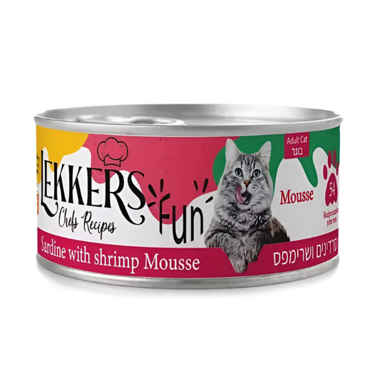 LEKKERS מעדן שימורים לחתולים 185 גר' בטעם סרדינים ושרימפס