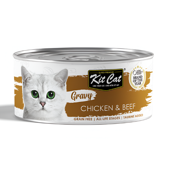 מעדן קיטקט לחתול KITCAT בטעם עוף ובקר